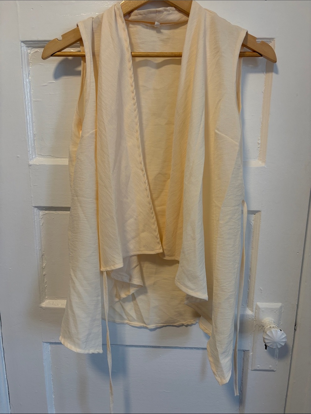 Draped Sleeveless Vest in Cream